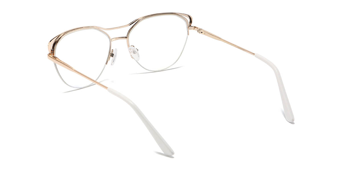Gold White Nalaya Glasses - Oval Glasses