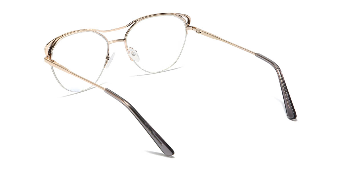 Gold Grey Nalaya Glasses - Oval Glasses