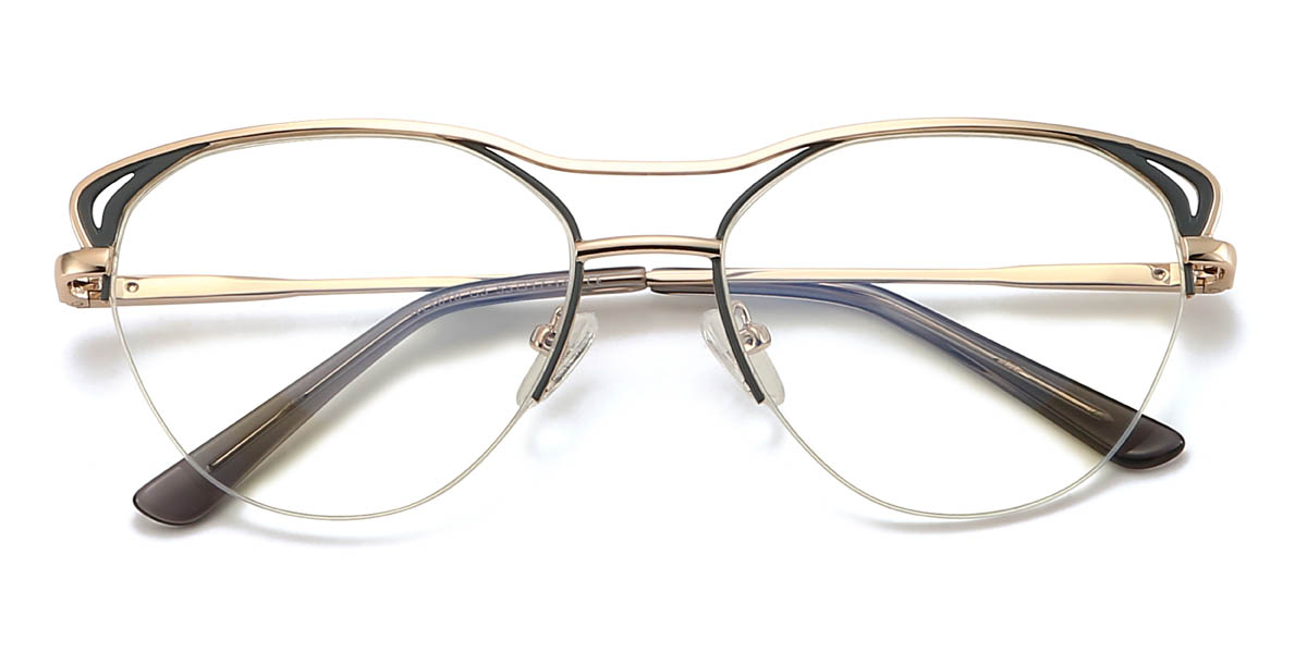 Gold Grey Nalaya Glasses - Oval Glasses
