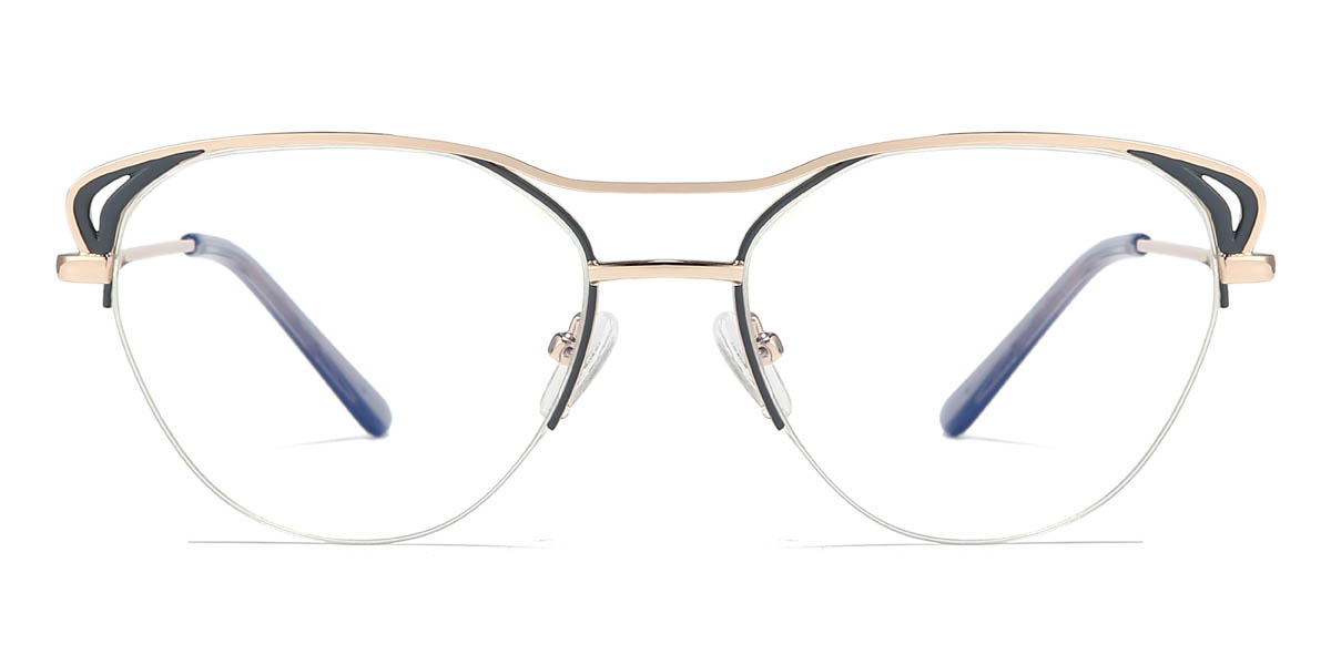 Gold Grey Nalaya Glasses - Oval Glasses