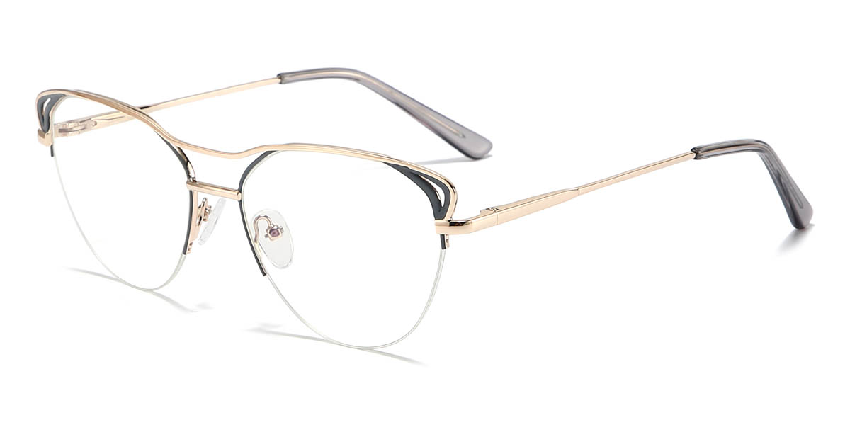 Gold Grey Nalaya Glasses - Oval Glasses