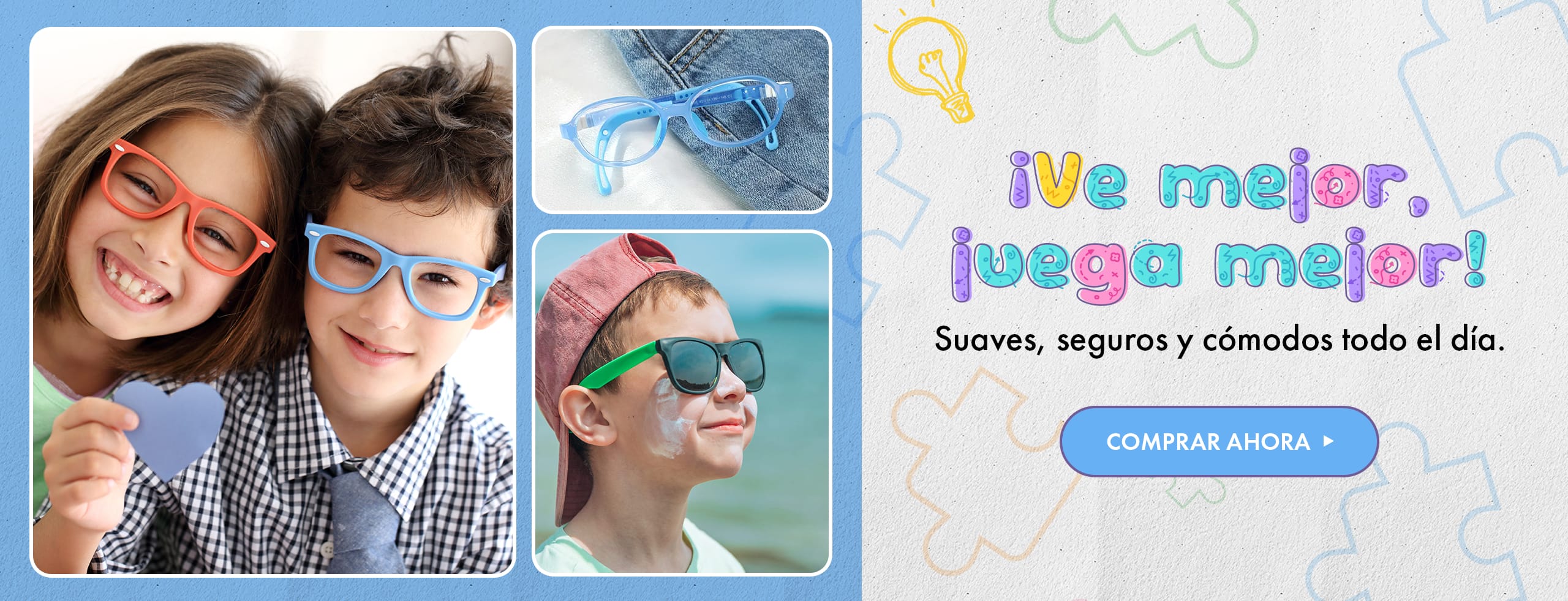 kids' eyeglasses for ages 3 to 16, lightweight and comfortable