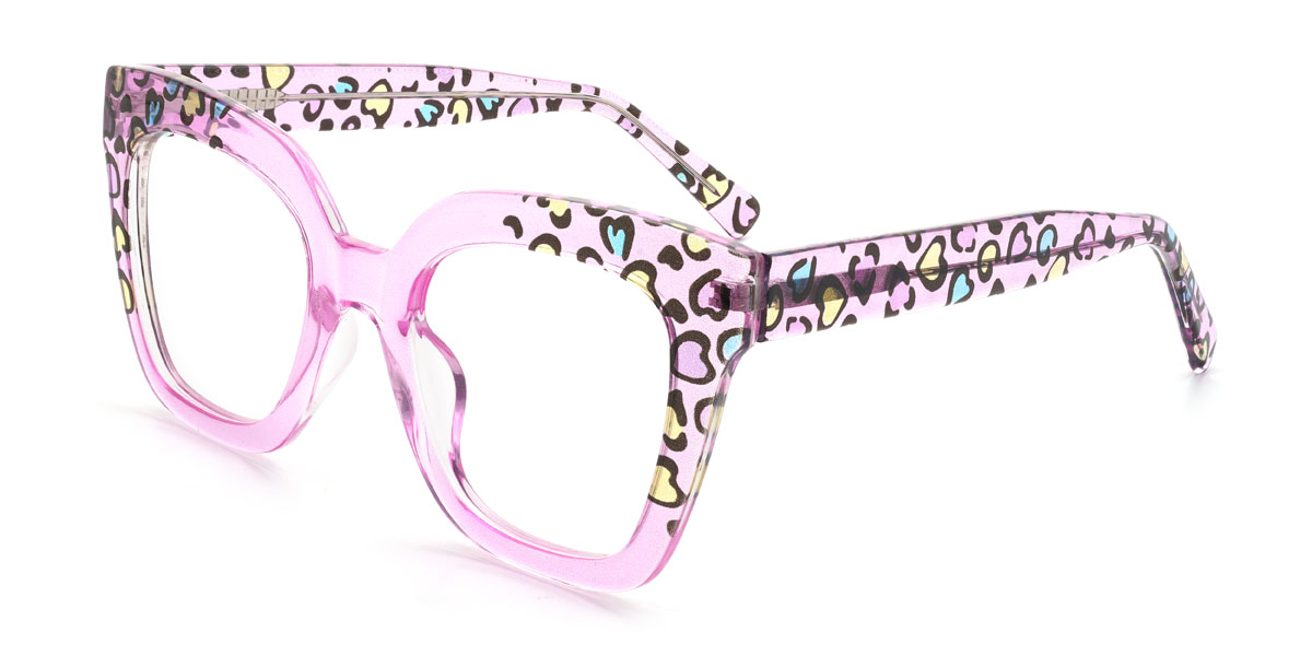 Pink Heart Minahil Glasses - Square Glasses