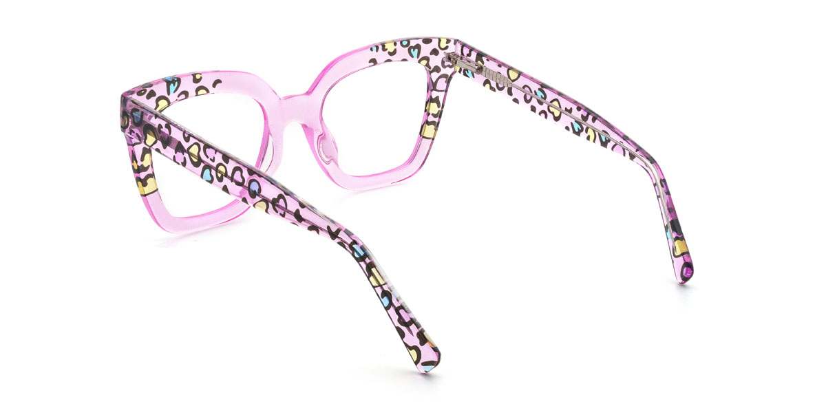 Pink Heart Minahil Glasses - Square Glasses
