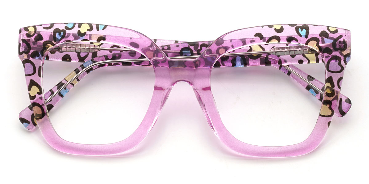 Pink Heart Minahil Glasses - Square Glasses