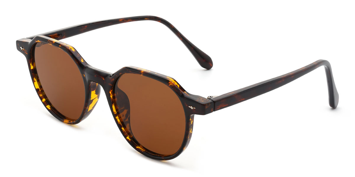 Écaille de tortue Marron Amiel Lunettes - Oval Sunglasses