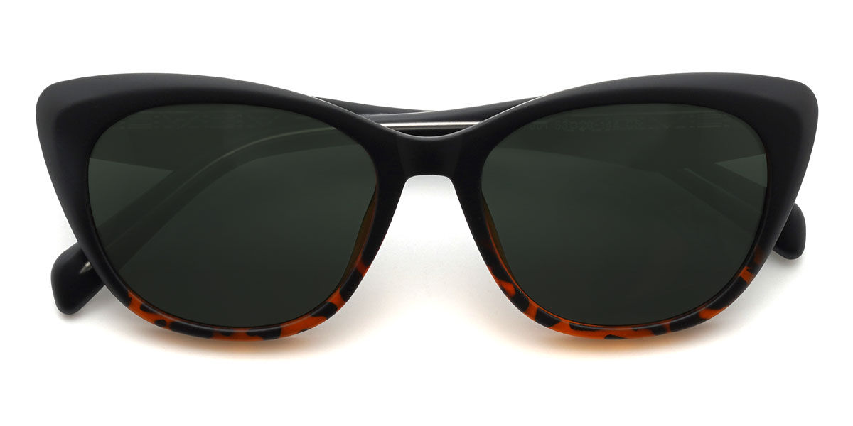 Black Tortoiseshell Dark Green Tahira Glasses - Cat Eye Sunglasses