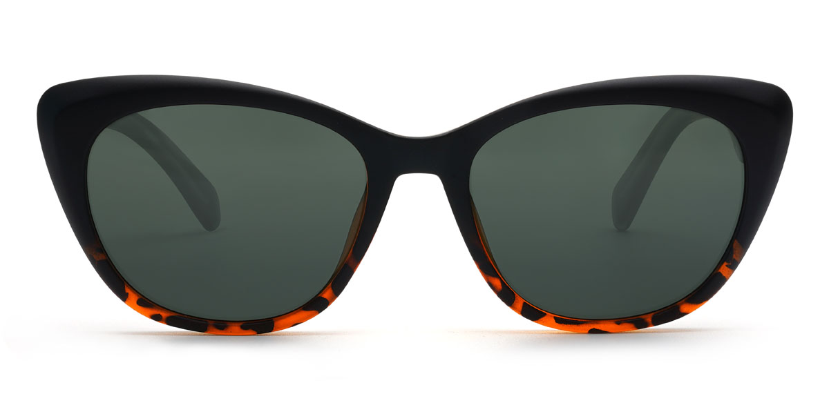 Black Tortoiseshell Dark Green Tahira - Cat Eye Sunglasses