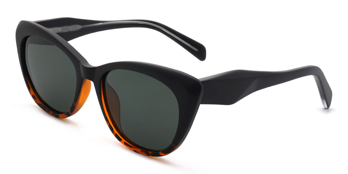 Black Tortoiseshell Dark Green Tahira Glasses - Cat Eye Sunglasses