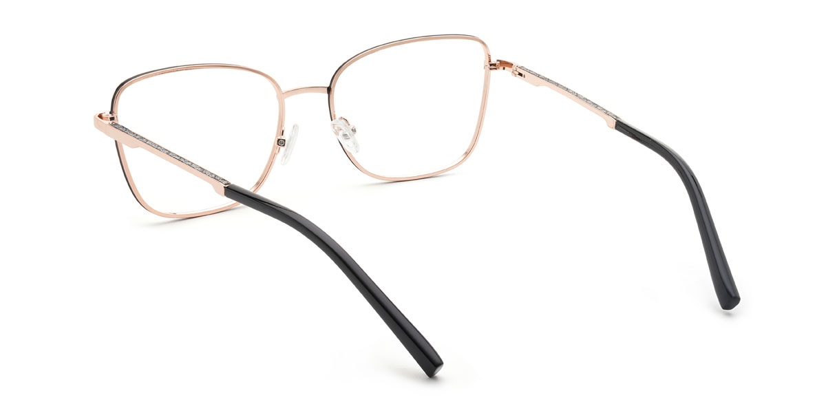 Rose Gold Black Shazain Glasses - Rectangle Glasses