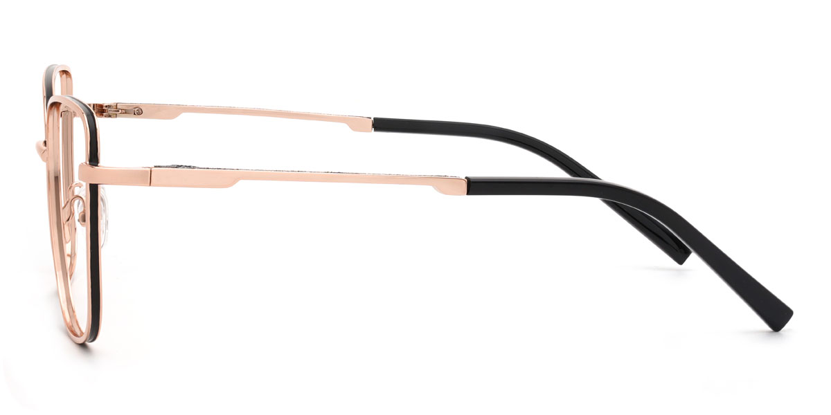 Rose Gold Black Shazain Glasses - Rectangle Glasses