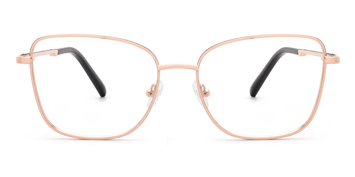 Rose Gold Black Shazain - Rectangle Glasses