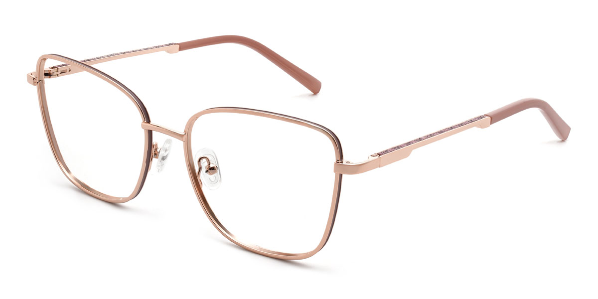 Rose Gold Brown Shazain Glasses - Rectangle Glasses