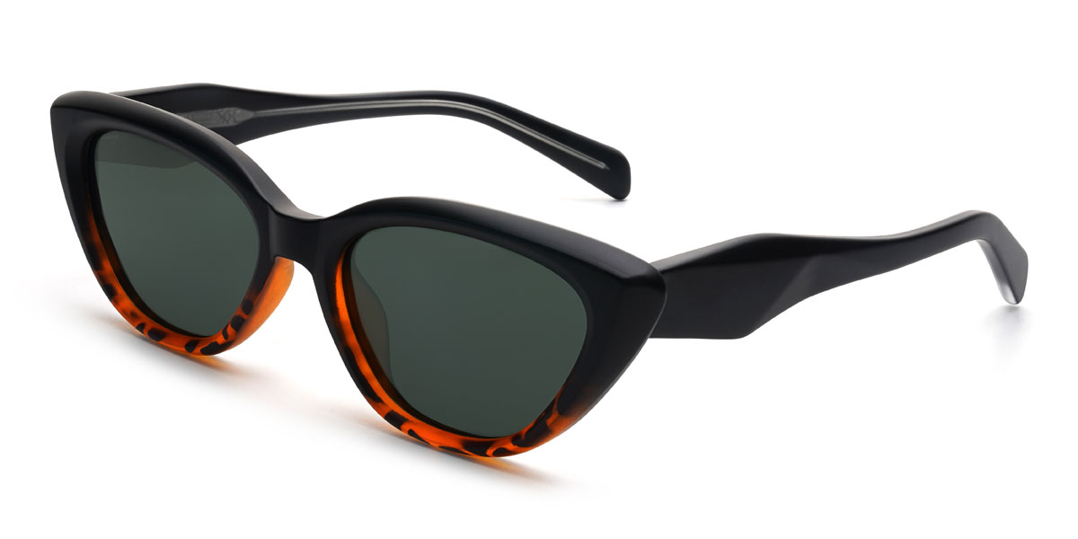 Schwarz Schildpatt Dunkelgrün Priscila Brille - Cat Eye Sunglasses
