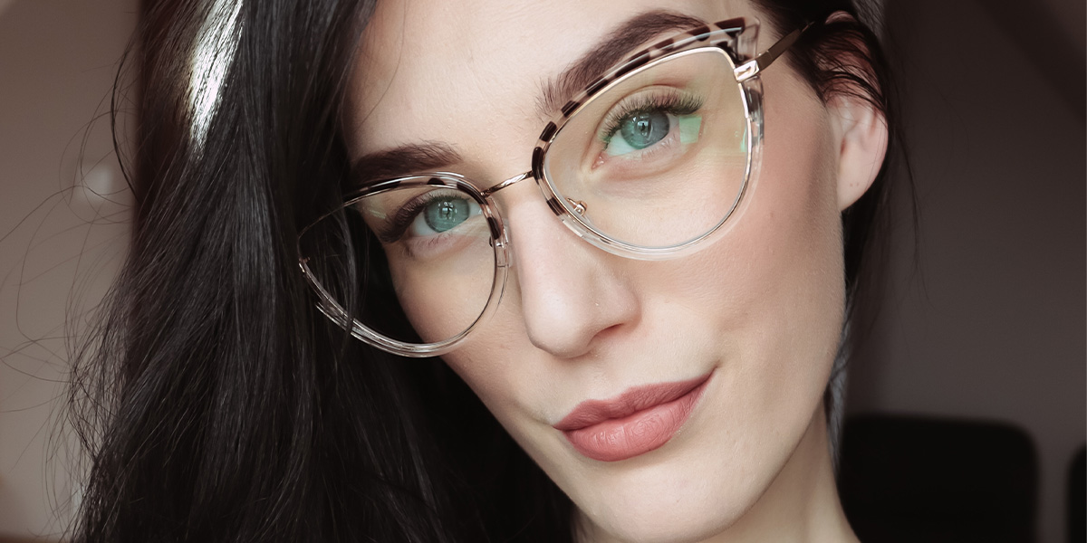 Grey Stripe Paraskeve Glasses - Cat Eye Glasses