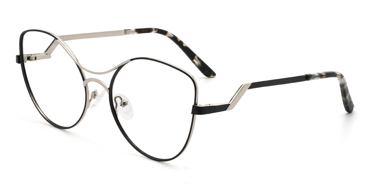 Noir Argent Estrella Lunettes - Aviator Glasses