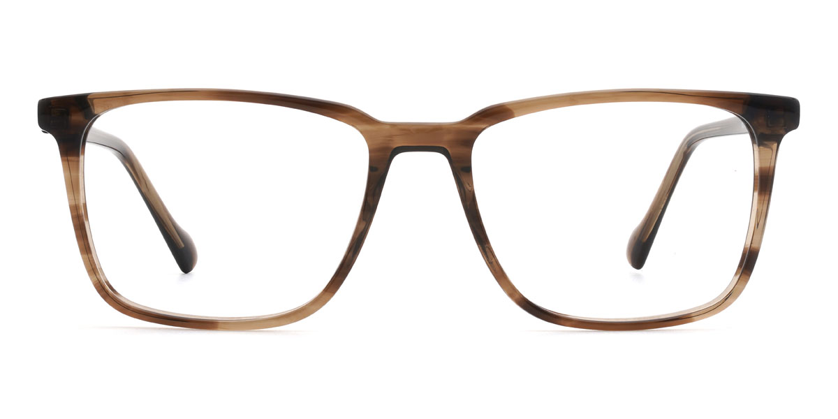 Brown Tortoiseshell Henley - Rectangle Glasses