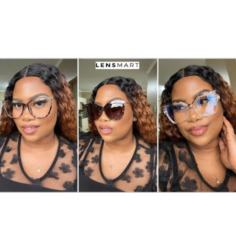 Mimi Manaso showcasing Lensmart's Lyric, Marly, Elora, Anaya, and Brooklyn blue light blocking glasses and sunglasses in her review.