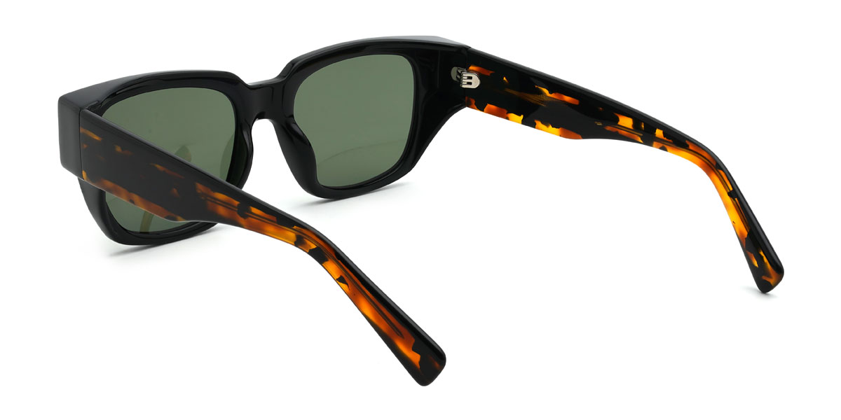 Black Dark Green Haroun Glasses - Rectangle Sunglasses