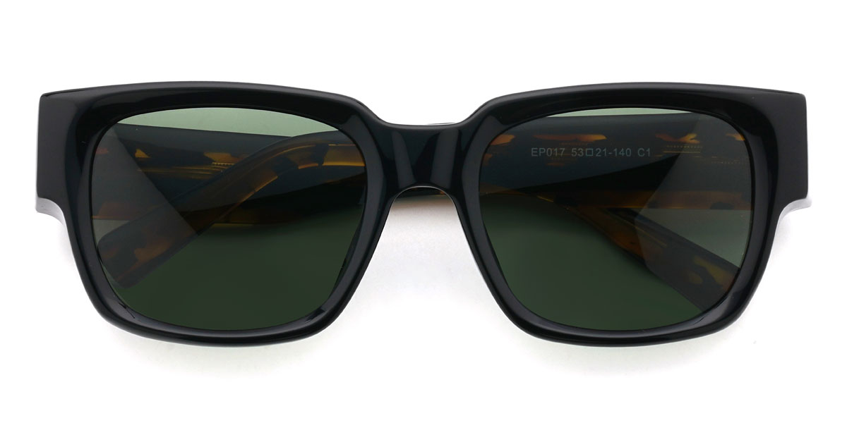 Black Dark Green Haroun Glasses - Rectangle Sunglasses