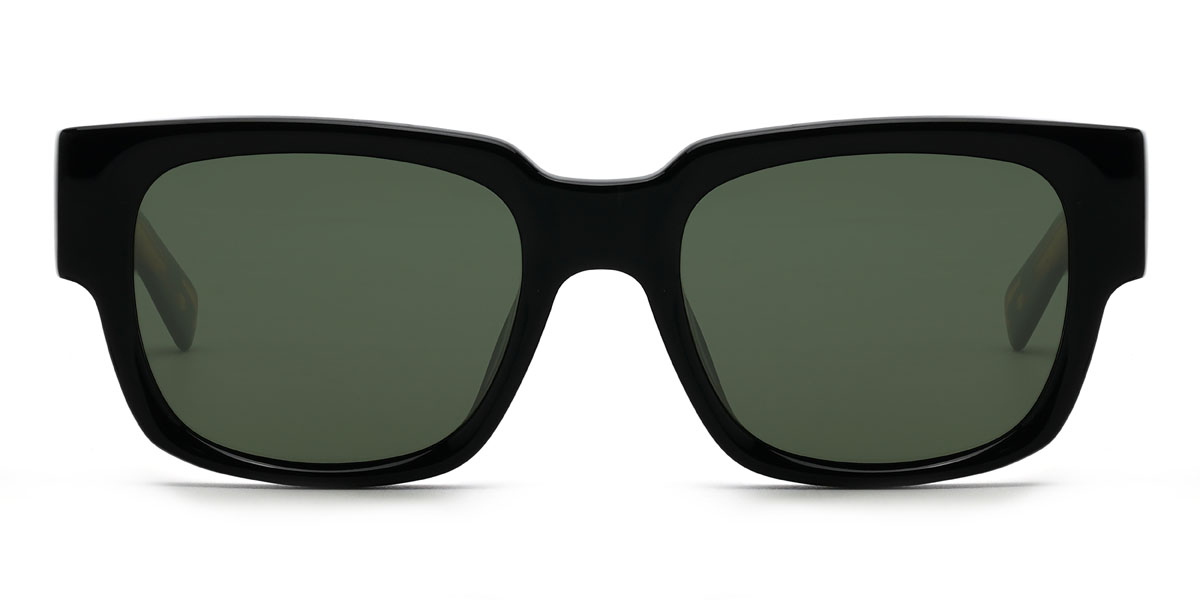 Black Dark Green Haroun Glasses - Rectangle Sunglasses