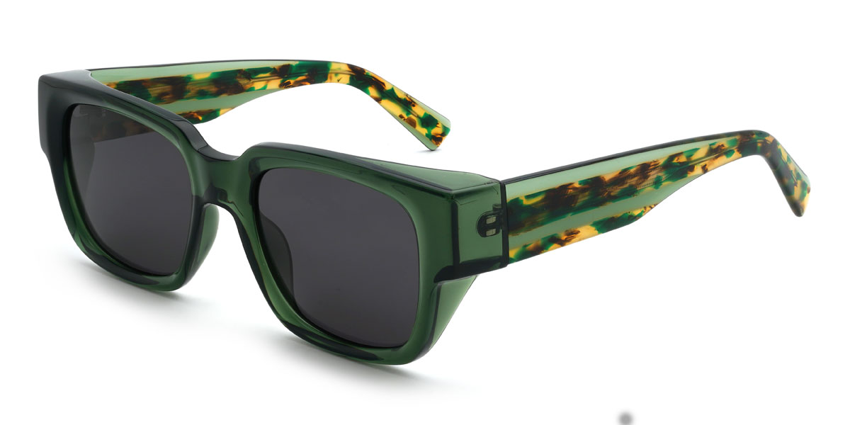 Green Grey Haroun Glasses - Rectangle Sunglasses
