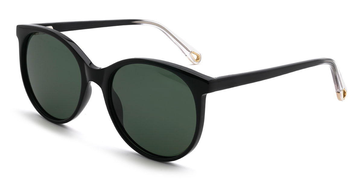 Negro Verde Oscuro Zaydan Gafas - Oval Sunglasses