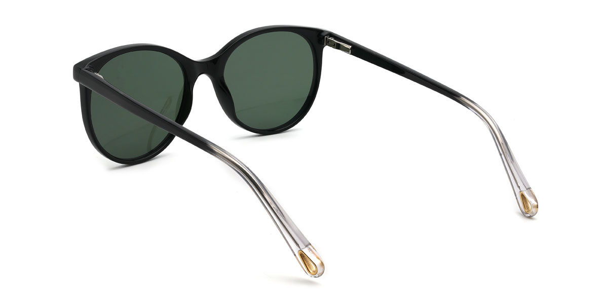 Negro Verde Oscuro Zaydan Gafas - Oval Sunglasses