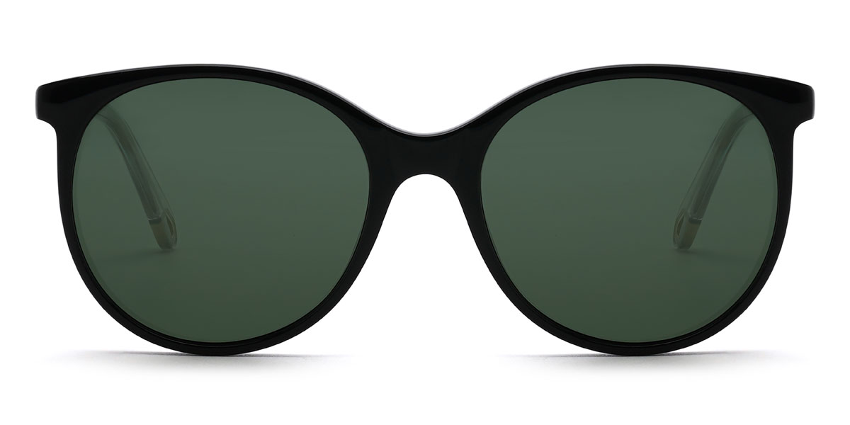 Negro Verde Oscuro Zaydan Gafas - Oval Sunglasses
