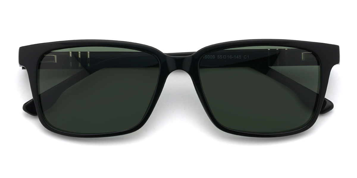 Black Dark Green Octavius Glasses - Rectangle Sunglasses