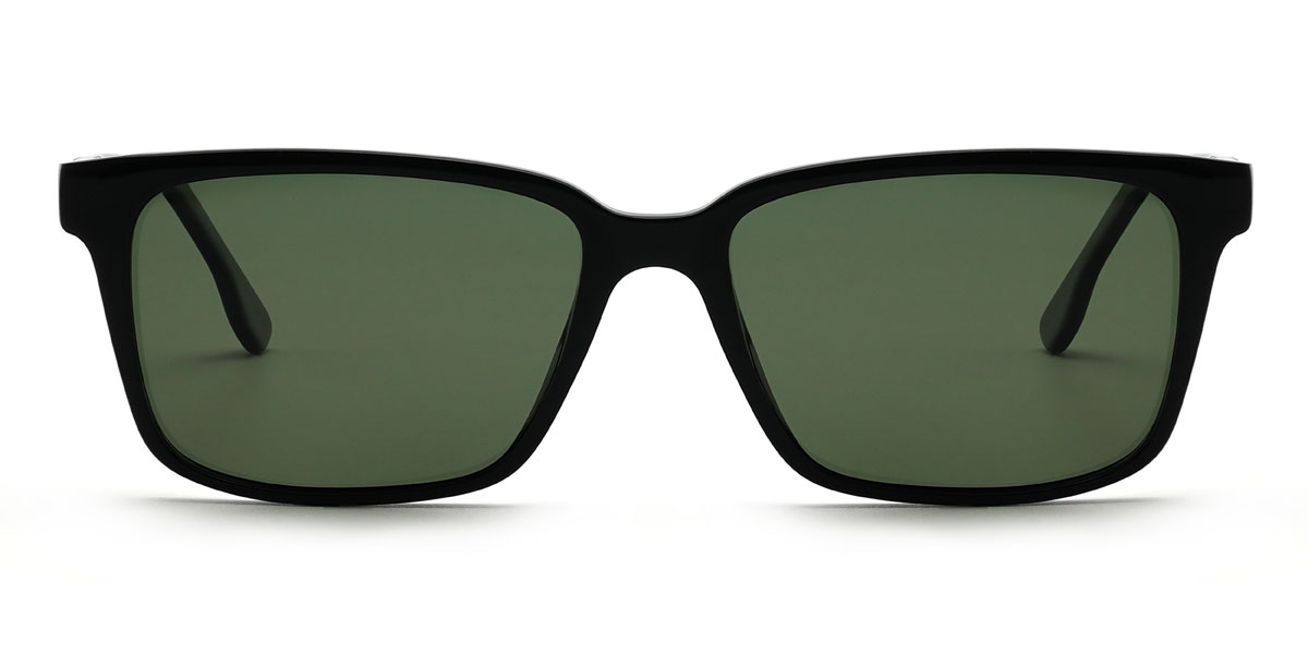 Black Dark Green Octavius Glasses - Rectangle Sunglasses