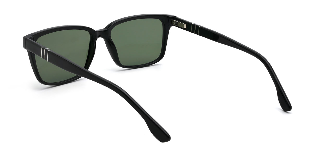 Black Dark Green Octavius Glasses - Rectangle Sunglasses