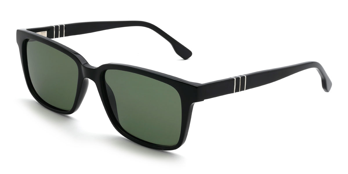 Black Dark Green Octavius Glasses - Rectangle Sunglasses