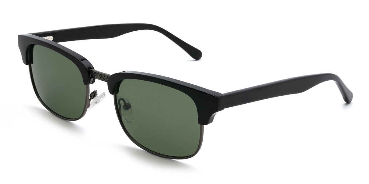 Black Dark Green Fayrouz Glasses - Rectangle Sunglasses