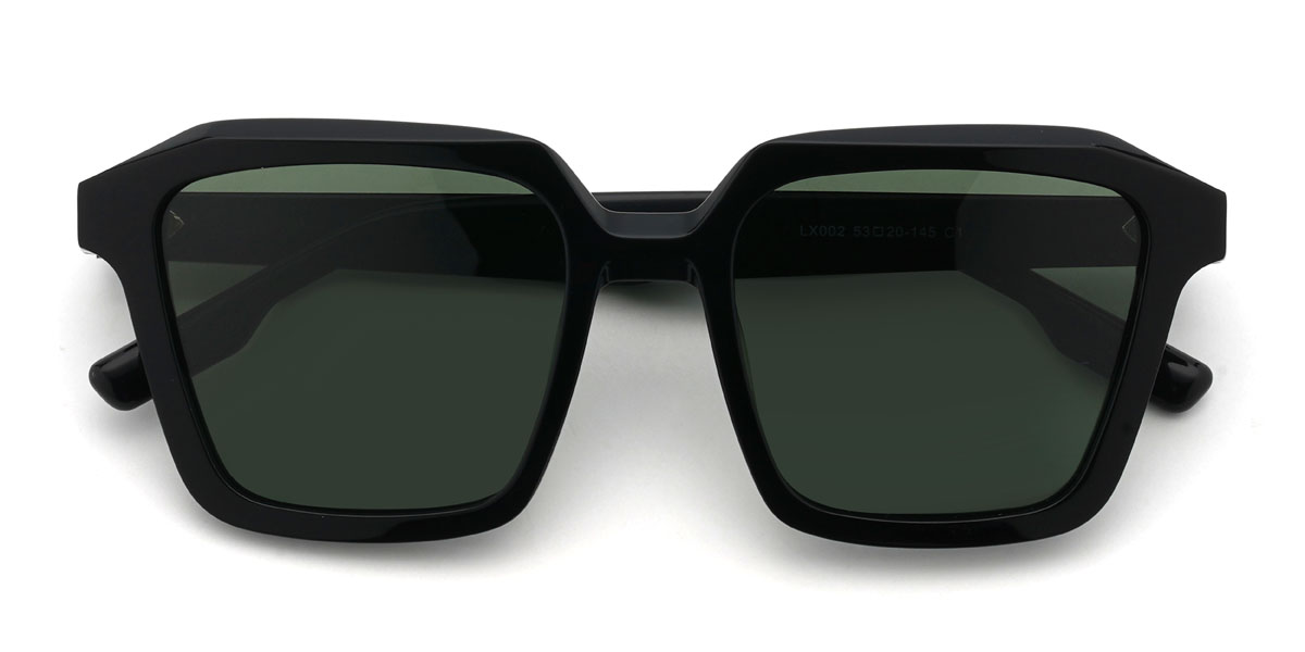 Black Dark Green Emarie Glasses - Square Sunglasses