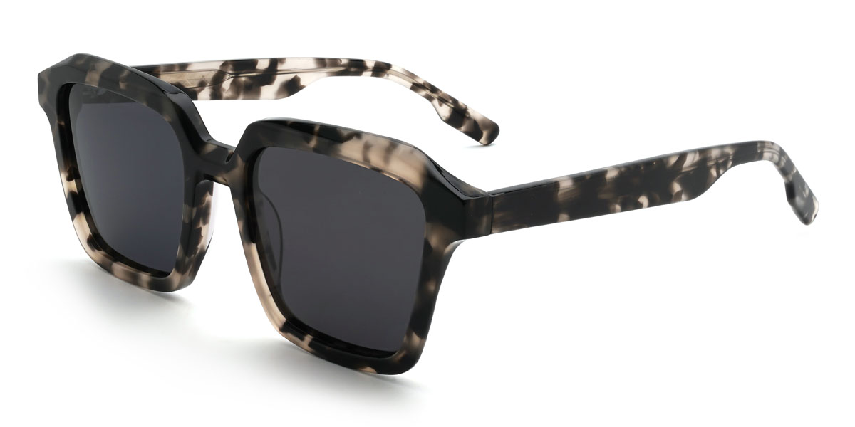 Black Tortoiseshell Grey Emarie Glasses - Square Sunglasses
