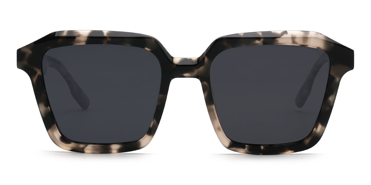 Black Tortoiseshell Grey Emarie Glasses - Square Sunglasses