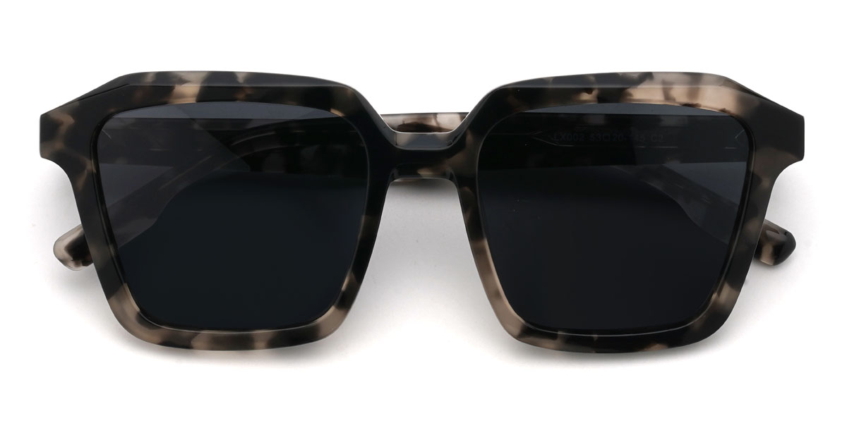 Black Tortoiseshell Grey Emarie Glasses - Square Sunglasses