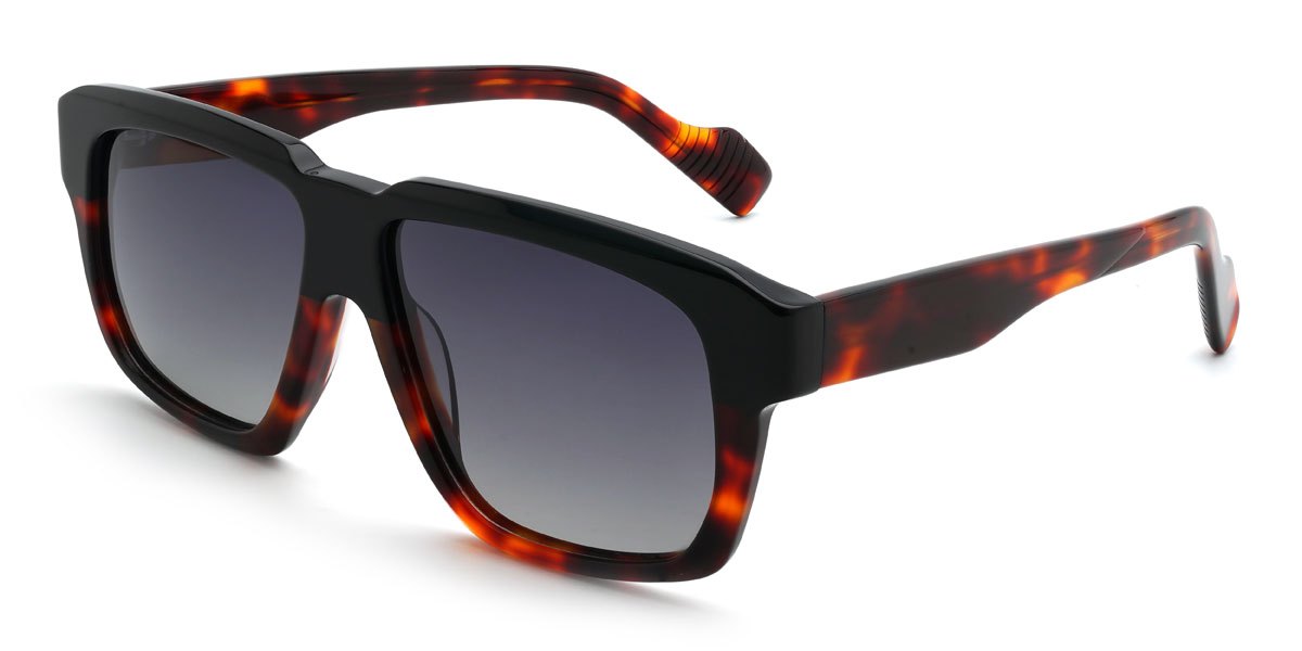 Black Tortoiseshell Gradual Grey Jonathon Glasses - Rectangle Sunglasses