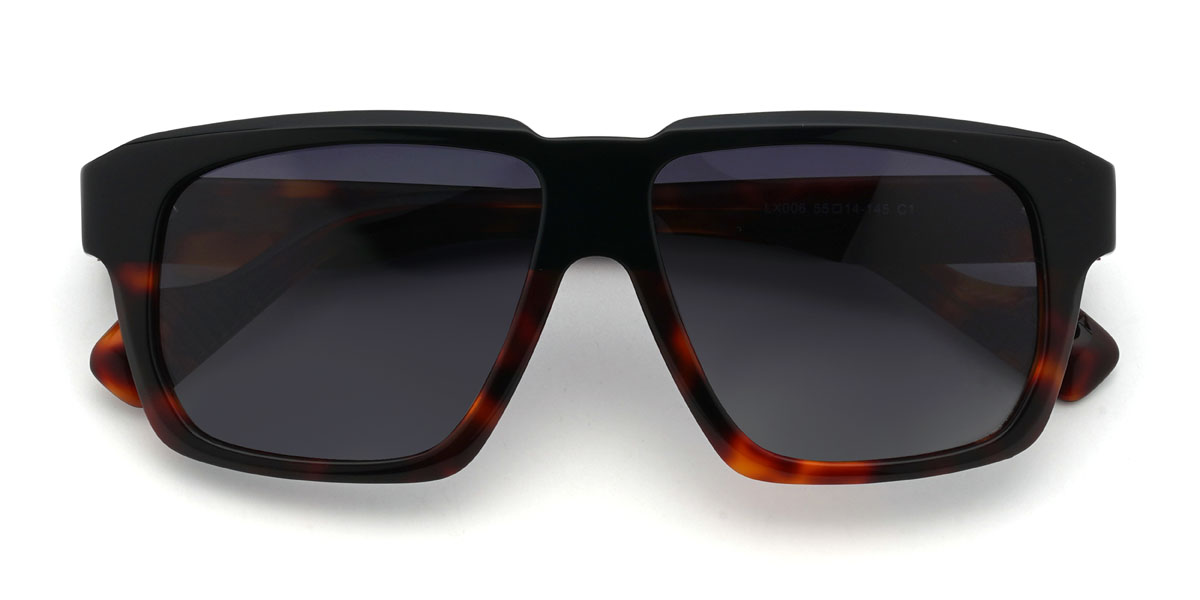 Black Tortoiseshell Gradual Grey Jonathon Glasses - Rectangle Sunglasses