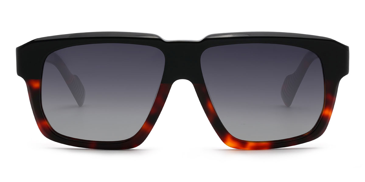Black Tortoiseshell Gradual Grey Jonathon Glasses - Rectangle Sunglasses