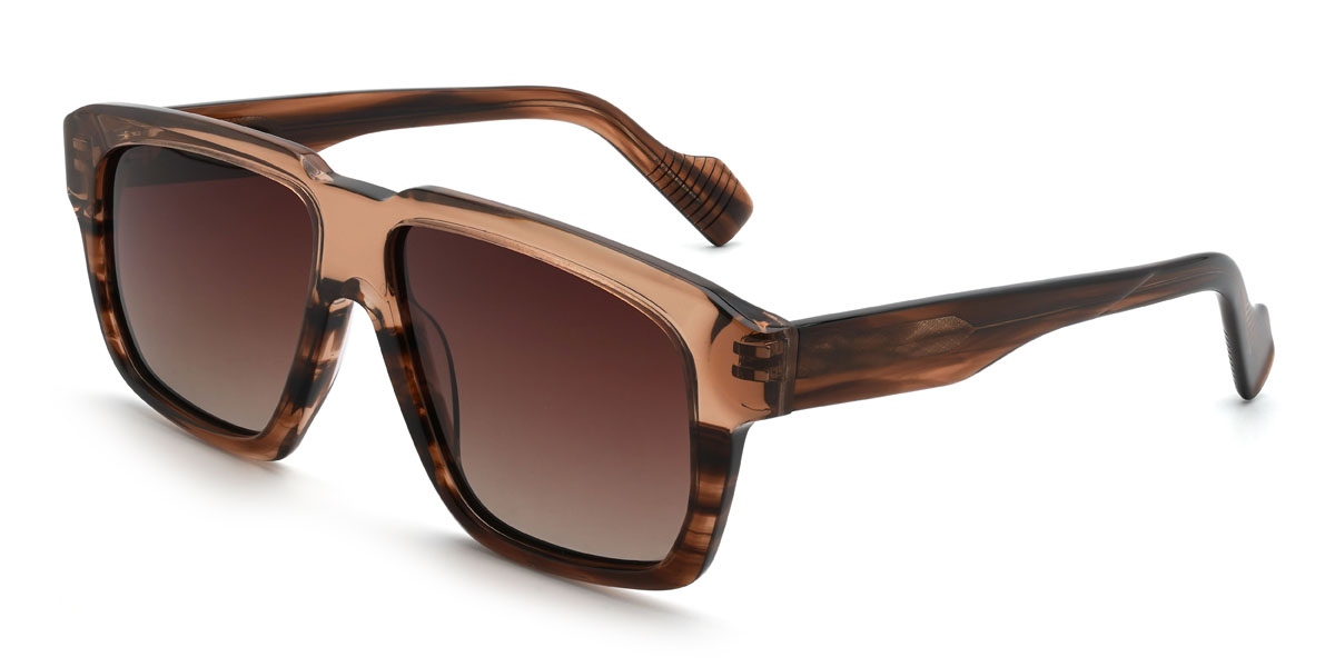Tawny Woodgrain Brown Jonathon Glasses - Rectangle Sunglasses