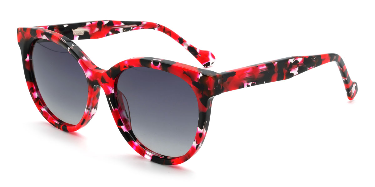 Rot Schildpatt Grau Hridhaan Brille - Oval Sunglasses