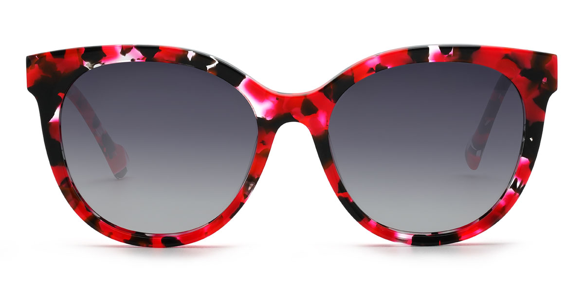 Rot Schildpatt Grau Hridhaan Brille - Oval Sunglasses