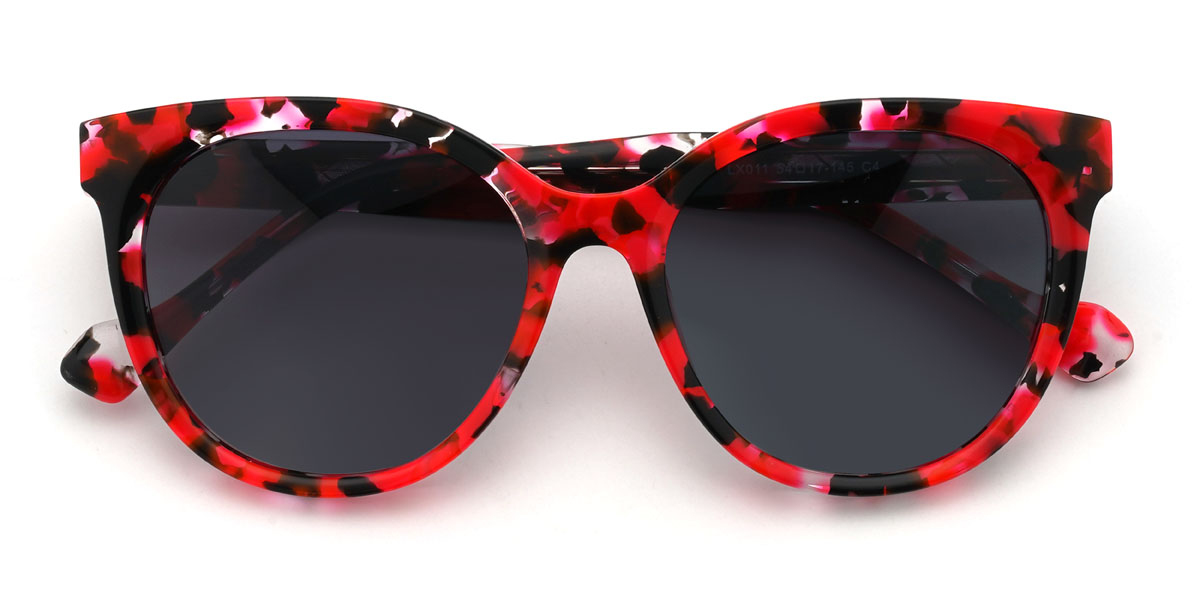 Rot Schildpatt Grau Hridhaan Brille - Oval Sunglasses