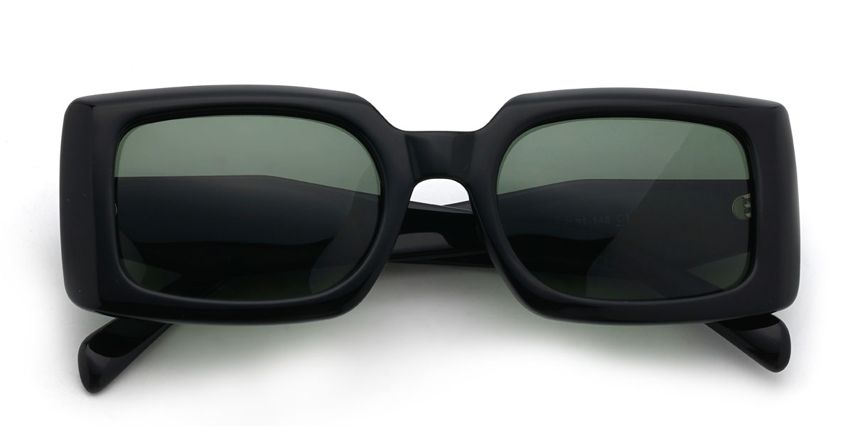 Black Dark Green Bobbie Glasses - Rectangle Sunglasses
