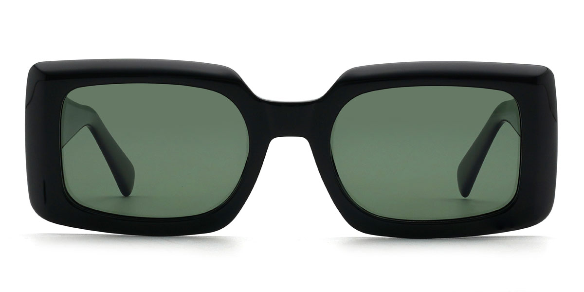 Black Dark Green Bobbie Glasses - Rectangle Sunglasses