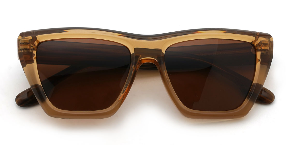 Champagne Brown Draya Glasses - Rectangle Sunglasses