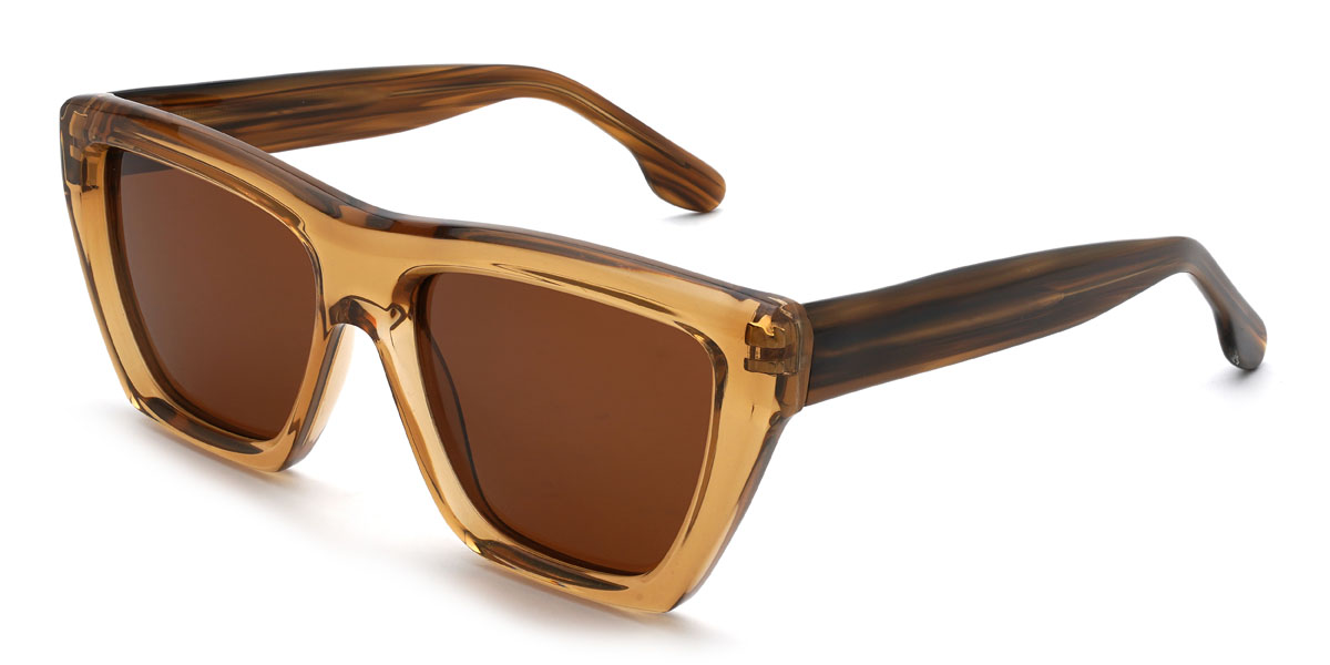 Champagne Brown Draya Glasses - Rectangle Sunglasses