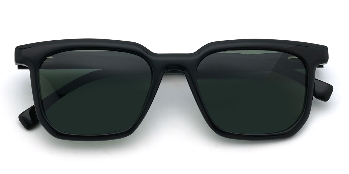 Black Dark Green Floyd Glasses - Rectangle Sunglasses